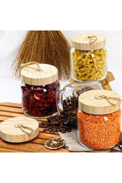 Paşabahçe 43573 Woody Bamboo Jar with Lid - 575 Ml