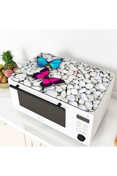 Else Halı Else Patterned Microwave Oven Cover Protective Mat Non-Slip Base Washable Organizer Case