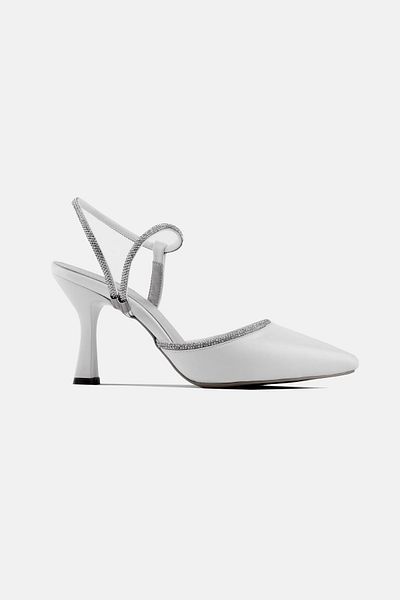Lal Shoes & Bags Pantofi cu toc de damă White Badra Ankle Stone