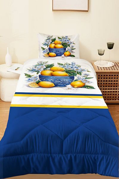 Else Dekor Vintage Lemon Model - Set de dormit matlasat cu microfibră pentru un singur copil