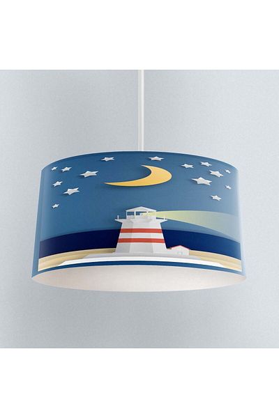Else Dekor Sailor Lantern Patterned Blue Children's Baby Room - Pendant Chandelier