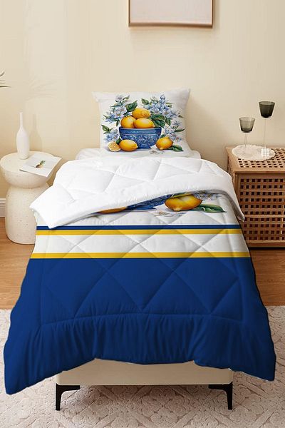 Else Dekor Vintage Lemon Model - Set de dormit matlasat cu microfibră pentru un singur copil