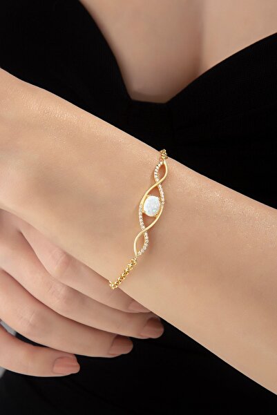 Else Silver Sonsuzluk Modeli Beyaz Opal Taşlı Gümüş Bileklik