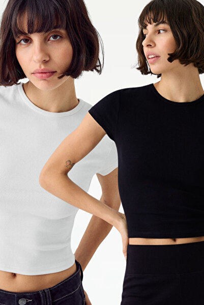 VODENS Tricou cu mânecă scurtă, 100% bumbac, alb, negru, ultra moale