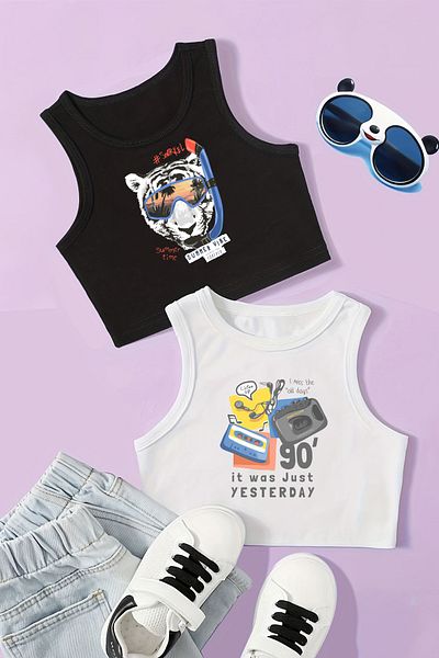 MYADA Бюстие за момичета с принт Hello Tiger 90s