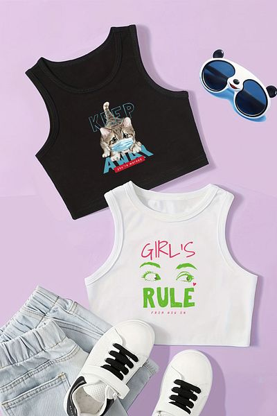 MYADA Момиче - Daily Girl's Rule Print MASK KITTEN Бюстие