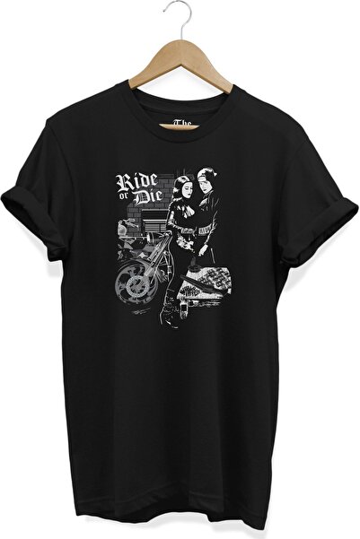 The Baski Crni unisex dizajn motocikla, kratki rukav T-shirt