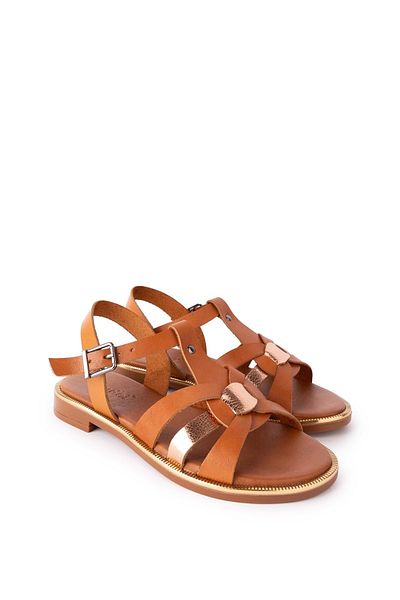 Gondol Women's Genuine Leather Colorful Combination Vaketa Sandals Ayh.730