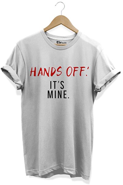 The Baski Λευκό μπλουζάκι Premium - 100% βαμβάκι, με τύπωμα 'Hands Off Its Mine'