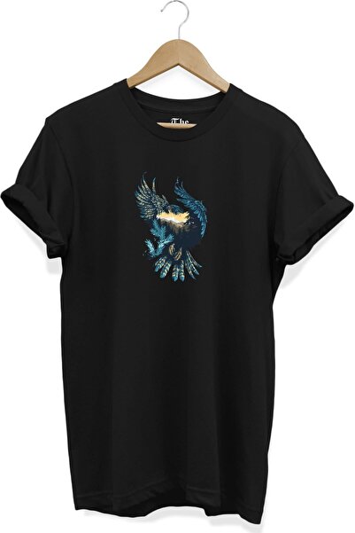 The Baski Crna unisex šarena Şahin Štampano kratki rukav T-shirt