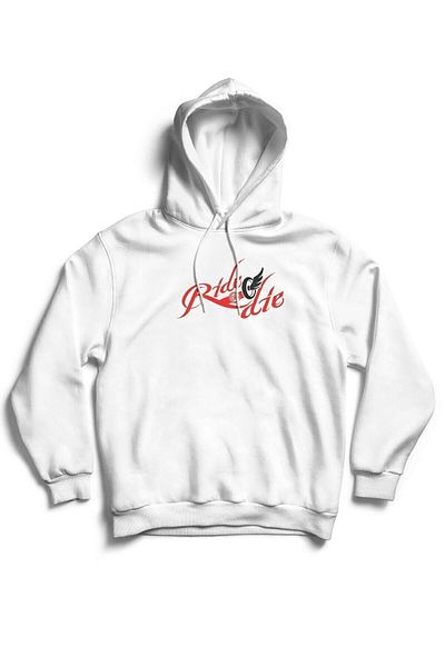 The Baski Unisex White Ride Or Die Text με στάμπα χωρίς κουκούλα 100% βαμβάκι με κουκούλα με 3 κλωστές