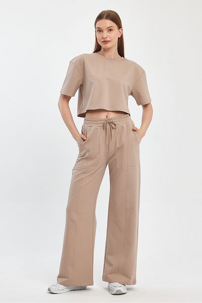 Penyelux Vision Pocket - Elastic Waist Women's Palazzo Trousers 2 Strings Fabric