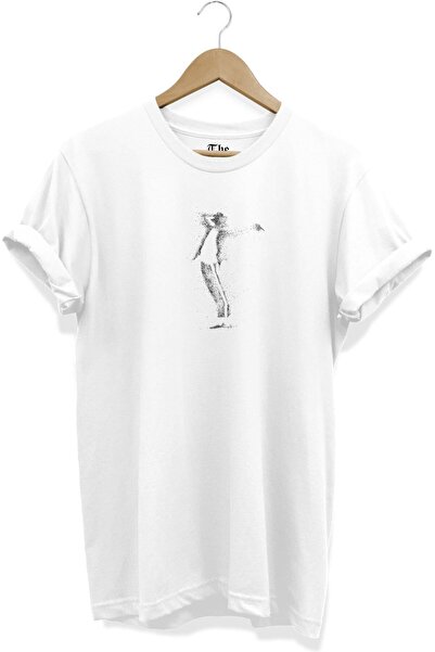 The Baski Tricou alb unisex cu mânecă scurtă cu imprimeu cool Michael Jackson