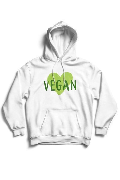 The Baski Unisex bela veganska majica Štampano Kengur džep Sa kapuljačom unut...