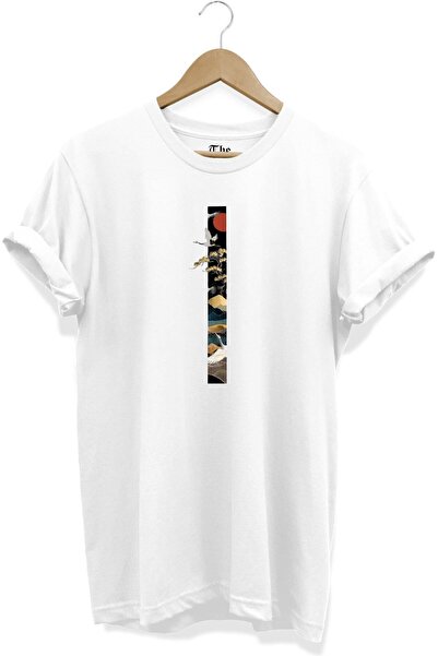 The Baski تي شيرت أبيض بأكمام قصيرة مطبوع عليه أساطير يابانية للجنسين