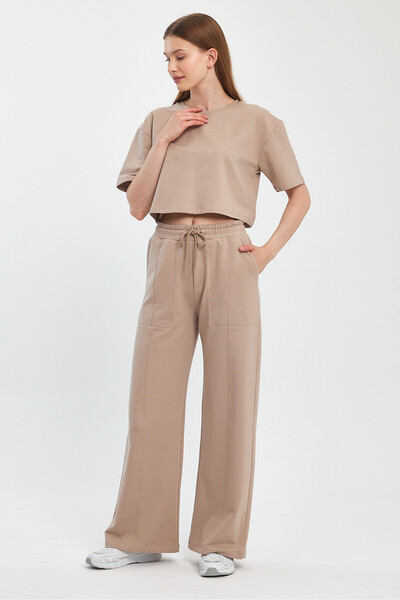 Penyelux Vision Pocket - Elastic Waist Women's Palazzo Trousers 2 Strings Fabric