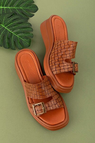 Gondol Kadın Hakiki Deri Dolgu Topuk Günlük Şık Terlik Ayh.1120