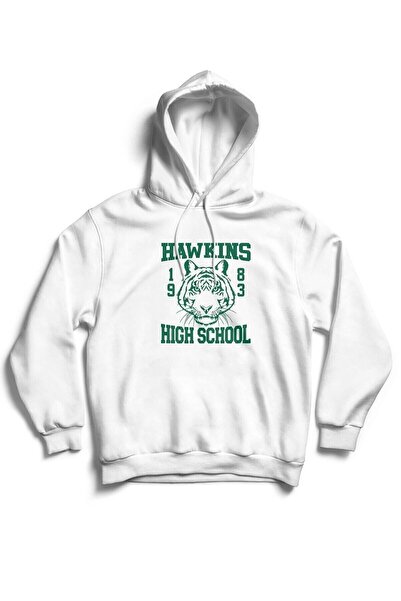 The Baski Hanorac unisex White Hawkings High School Stranger Things imprimat fleece