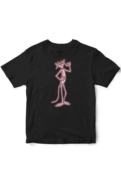 The Baski Crna unisex Pink Pantera Štampano 100% pamuk Deca T-shirt