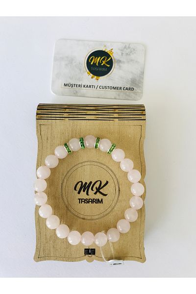 MK tasarım MK Design - Real Pink Quartz Stone Bracelet 100% Original - MKT9003