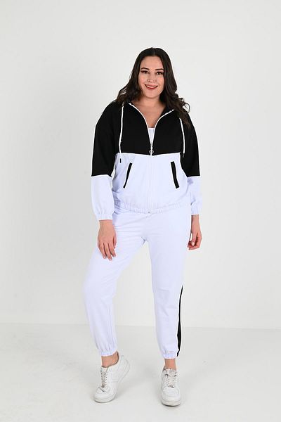 Koza Butik Γυναικείο Garnished Hooded Plus Size Σετ αθλητικής φόρμας 3444-23