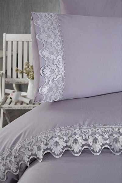 Çeyiz Diyarı Gray French Lace Neriman Dowry Bedding Set