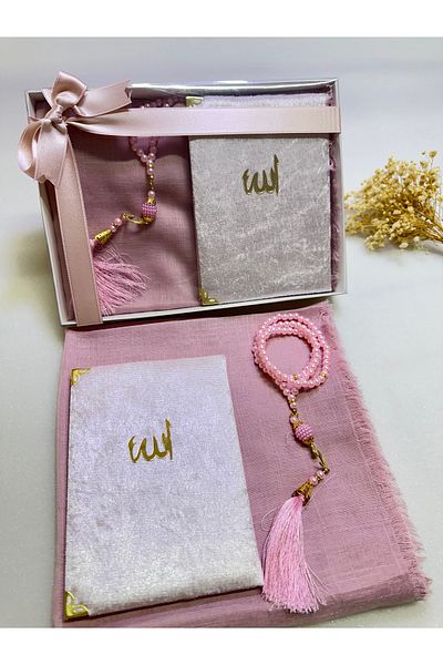 lifestyling Set de 3 pachete de mireasă - portofel de nuntă, cadou și eșarfă cu flacără, mărgele de rugăciune și Yasin Şerif
