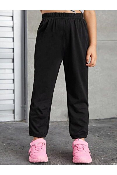 NoVibe Pantaloni de sport negri oversize drepti pentru copii