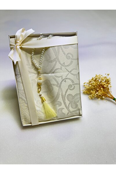 lifestyling طقم حزمة الزفاف مكون من قطعتين - سجادة صلاة وخرز صلاة، هدية مهر مهر