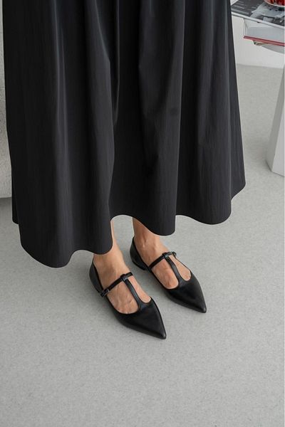 TrendyAnka Černé dámské baleríny - 2 cm krátký nízký podpatek, každodenní pohodlné nošení
