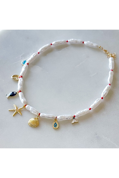 CHARMLUCKY İSTİRİDYE CHARM BONCUK İNCİ KOLYE