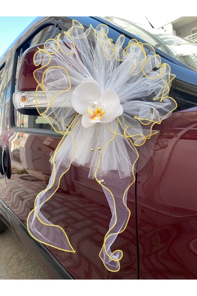 ecrin tuhafiye hobi 5'li Orkide Düğün Arabası Süsü Gelin Arabası Konvoy Süsü & Bohça Süsü