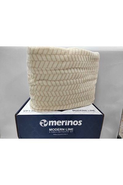DUNBE HOME Merinos Modern Line Mink 3 Piece Double Boxed Blanket Set (1 Blanket-2 Pillowcases)