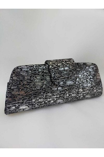 bsc Olegram Silver Fabric Evening Dress Bag
