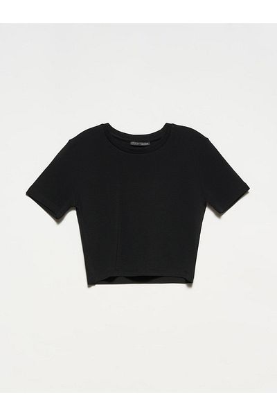 Dilvin 30124 Crop T-shirt-black
