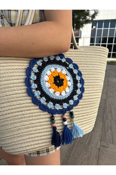 MaVaux Τσάντα παραλίας Ethnica Jute Straw Shoulder - Πλεκτή στο χέρι έξω