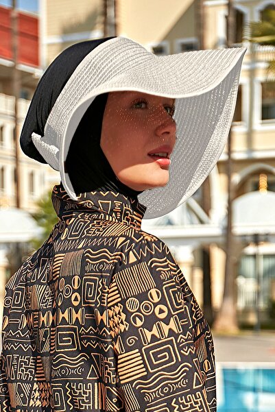 Remsa Mayo Λευκό Ψάθινο Καπέλο - Πτυσσόμενο γείσο, Αντηλιακό, Φιόγκος - RŞ-78