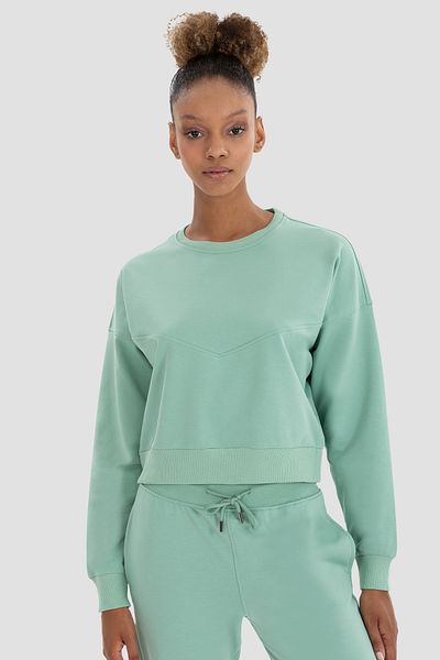 Superstacy Ena Oversize Light Green Crop Sweatshirt