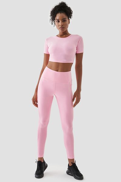 Superstacy Wawel Mesh Pocket Detailed Pink Sports Leggings