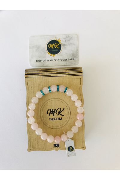 MK tasarım Pink Quartz Stone - 100% Original Bracelet MKT9004