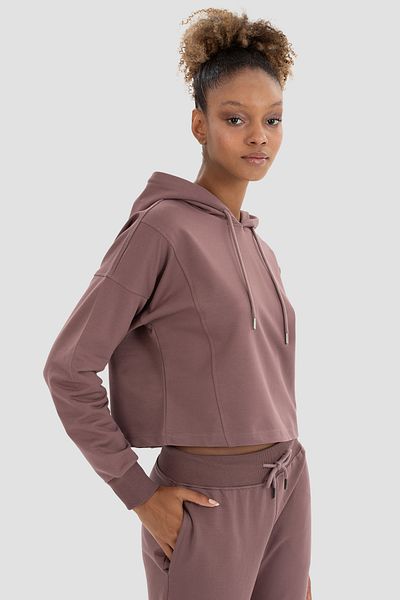 Superstacy Lisa Oversize Dark Rose Crop Hoodie