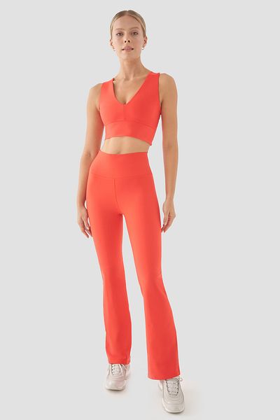 Superstacy High Waist Pomegranate Flower Flare Sports Leggings - Nichole