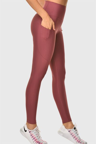 Superstacy Dried Rose Sports Leggings with High Waist and Pockets