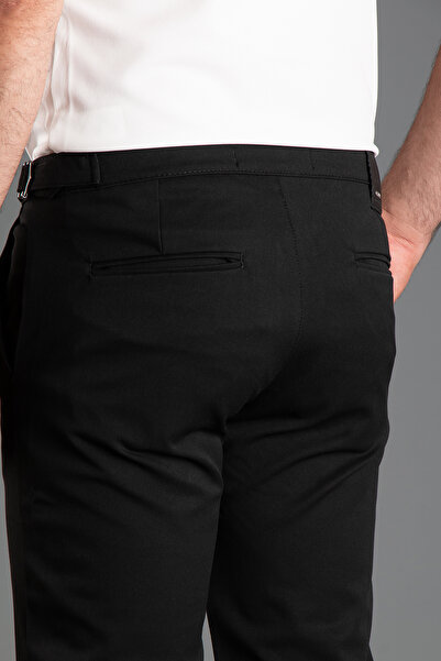 ZEKİ ÖZER Black Linen Trousers - Men's, Buckle Waist Design