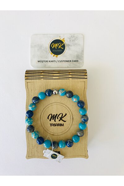 MK tasarım أحجار كريمة من اللازورد الحقيقي - سوار أصلي 100% MKT15001