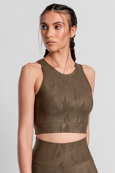 Superstacy Khaite Camouflage Khaki Sports Bra