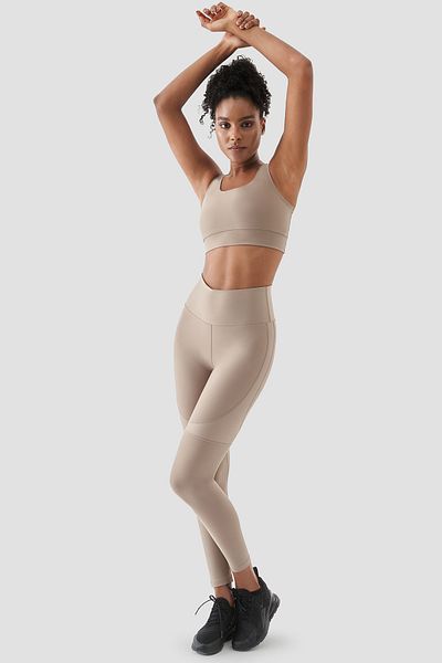 Superstacy Yvonne Shiny Piece Detailed Stone Colored Sports Leggings