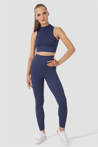 Superstacy High Waist Seamless Navy Blue Sports Leggings
