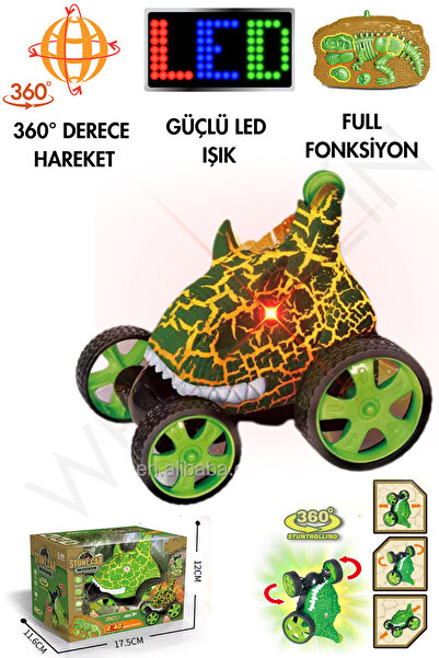 welcomein Uzaktan Kumandalı Dinozor Araba 360° Hareketli, Pilli ,ışıklı , Dri...