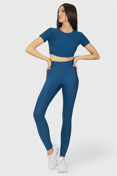 Superstacy Short Sleeve Sports Petrol Crop Top